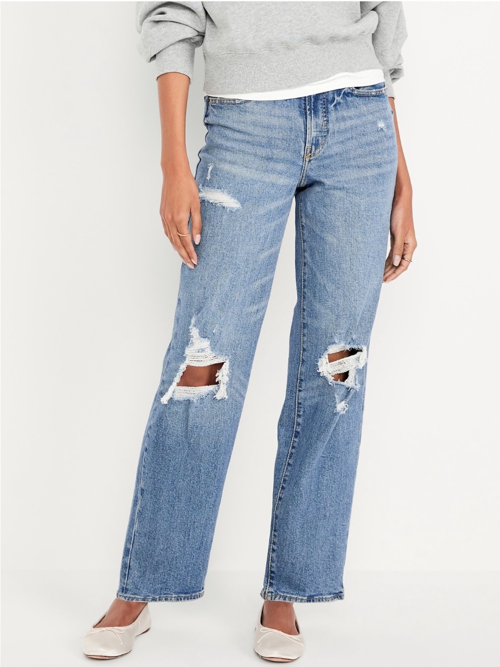 Old Navy High-Waisted OG Loose Ripped Jeans in Size 6